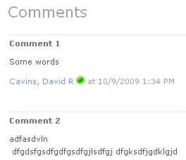 Standard SharePoint blog comments