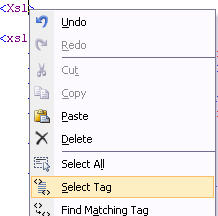 Select the auto generated xsl
